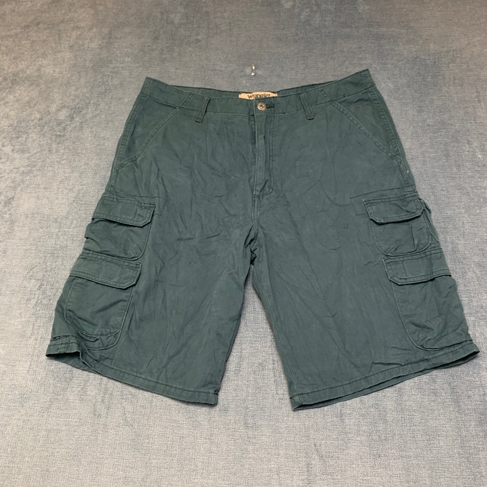 Wrangler Authentics Twill Cargo Shorts Mens 34 Teal Cotton Tactical Hiking Wear